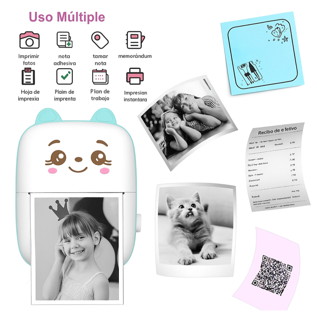 Zeyran – Mini Impresora Térmica sin Tinta | 13 rollos para imprimir