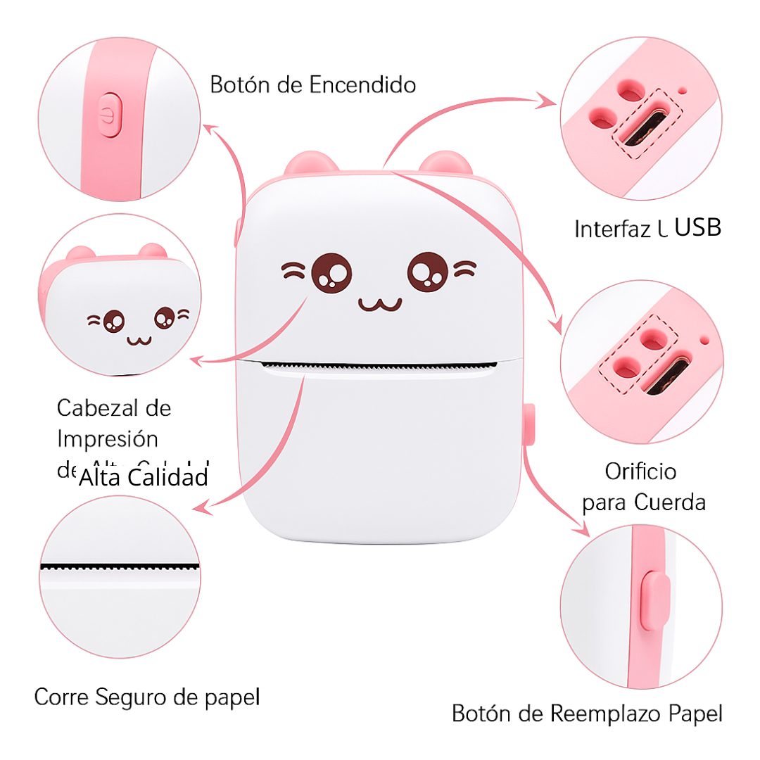 Zeyran – Mini Impresora Térmica sin Tinta | 13 rollos para imprimir