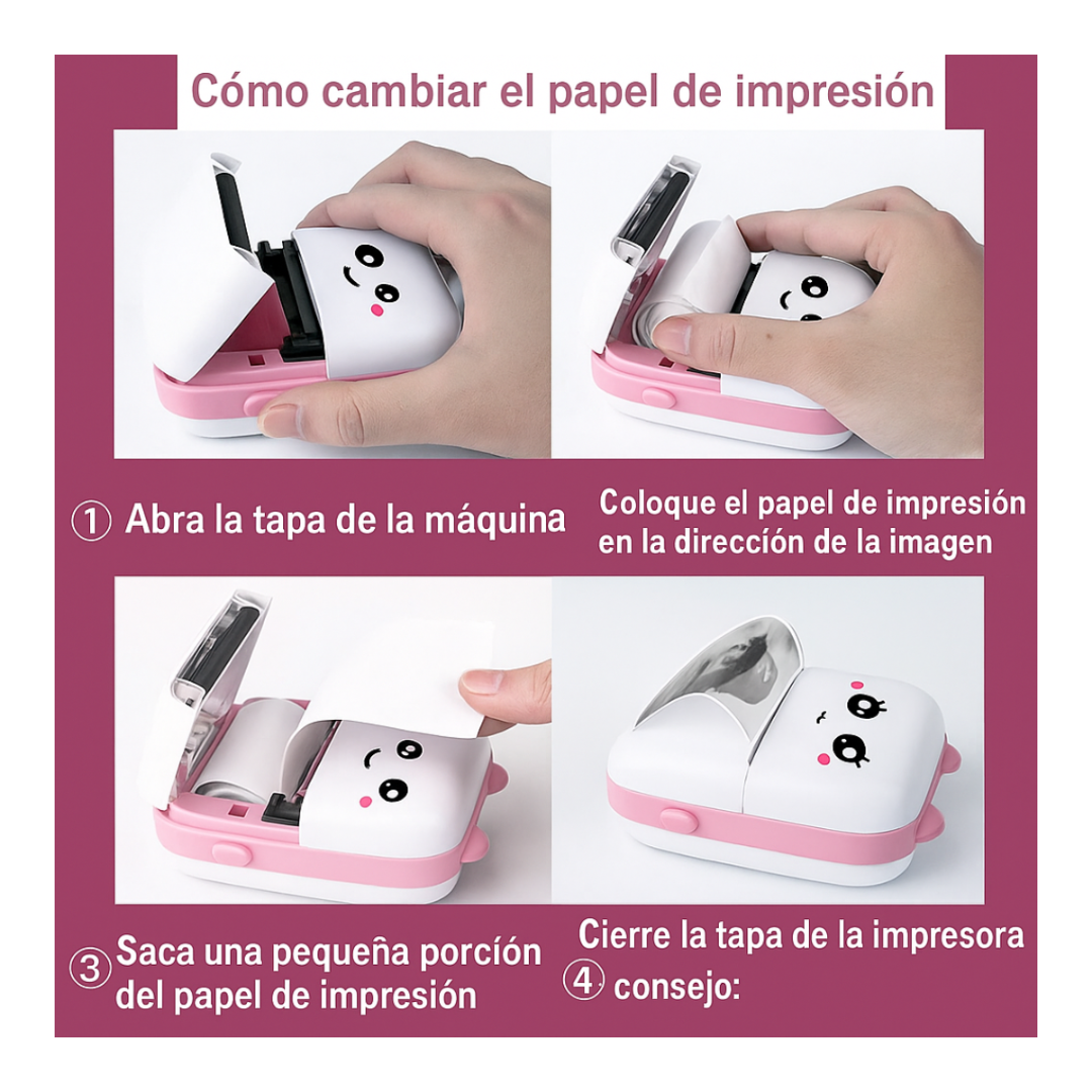 Zeyran – Mini Impresora Térmica sin Tinta | 13 rollos para imprimir