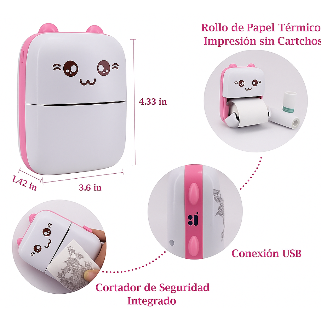 Zeyran – Mini Impresora Térmica sin Tinta | 13 rollos para imprimir