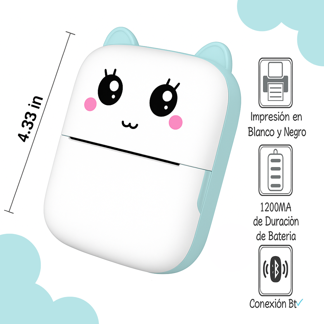 Zeyran – Mini Impresora Térmica sin Tinta | 13 rollos para imprimir