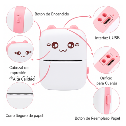 Zeyran – Mini Impresora Térmica sin Tinta | 13 rollos para imprimir